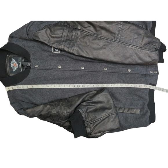 Harley-Davidson Genuine MotorClothes Varsity Jacket 3X Leather Sleeves Gray Wool - Picture 6 of 11